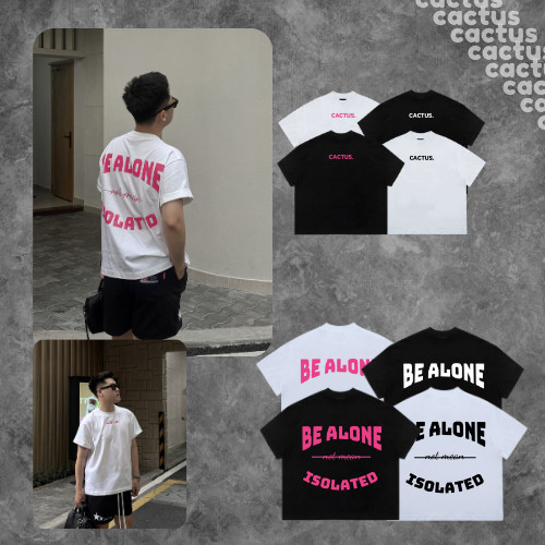 T-Shirt Boxy Cotton 270GSM "BE ALONE"
