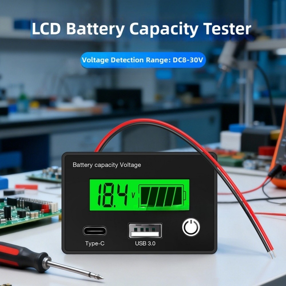 Máy kiểm tra dung lượng pin LCD với khả năng tương thích Type C và USB 3.0 DC8-30V