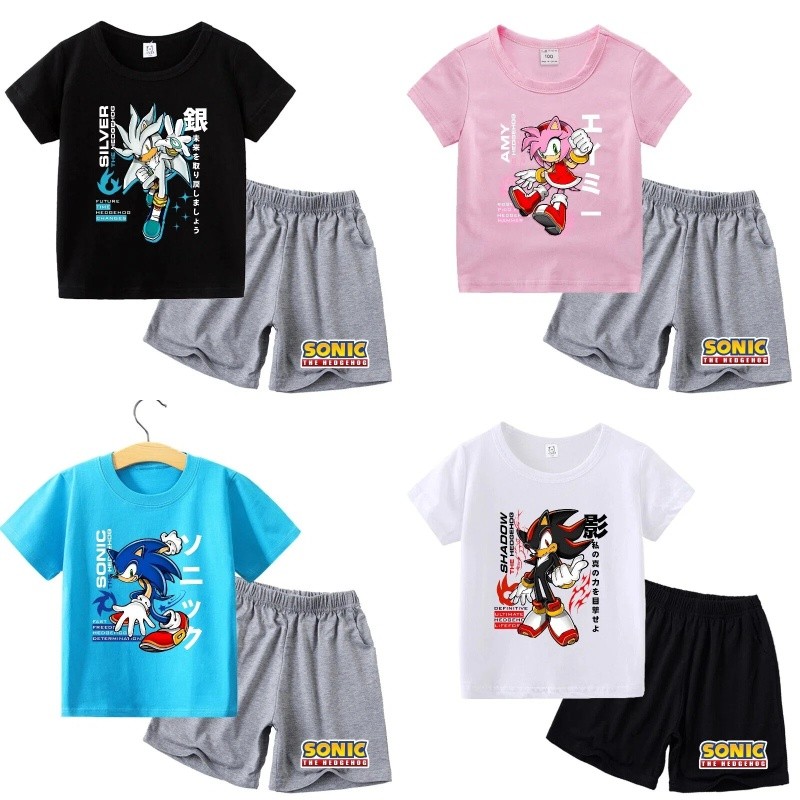 Mới Sonic Anime In Hình Bộ Áo Thun Thời Trang Nhân Vật Hoạt Hình Quần Short Tay Ngắn Thoải Mái Mùa H