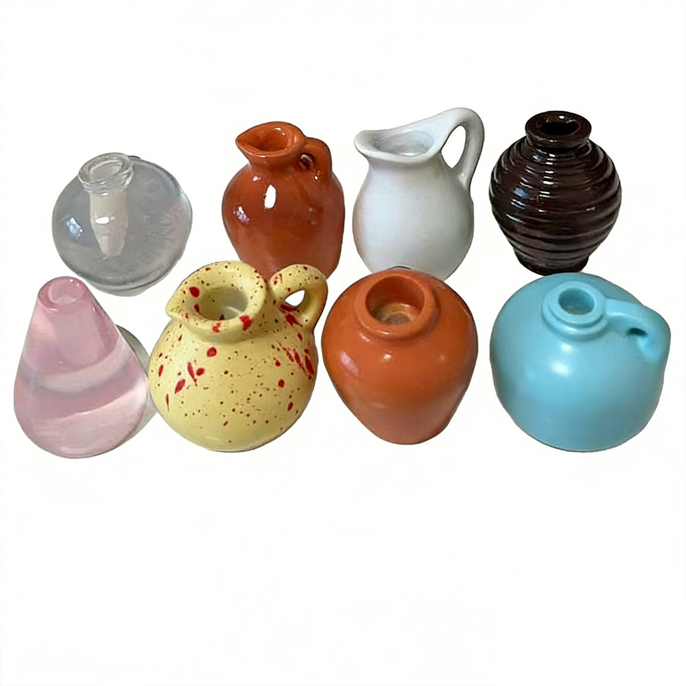 8PCS Mini Ceramic Vase Magnets for Fridge, Tiny Flower Pot Vases for Kitchen Refrigerator Office Dec