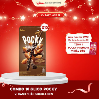  Combo 10 Bánh Que Pocky Hạt Nghiền Vị Hạnh Nhân Sô Cô La Đen 25g 