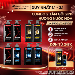  Combo 2 Tắm Gội X-Men for Boss 630g 650g chai Luxury Intense Legend Hương Nước Hoa Châu Âu 