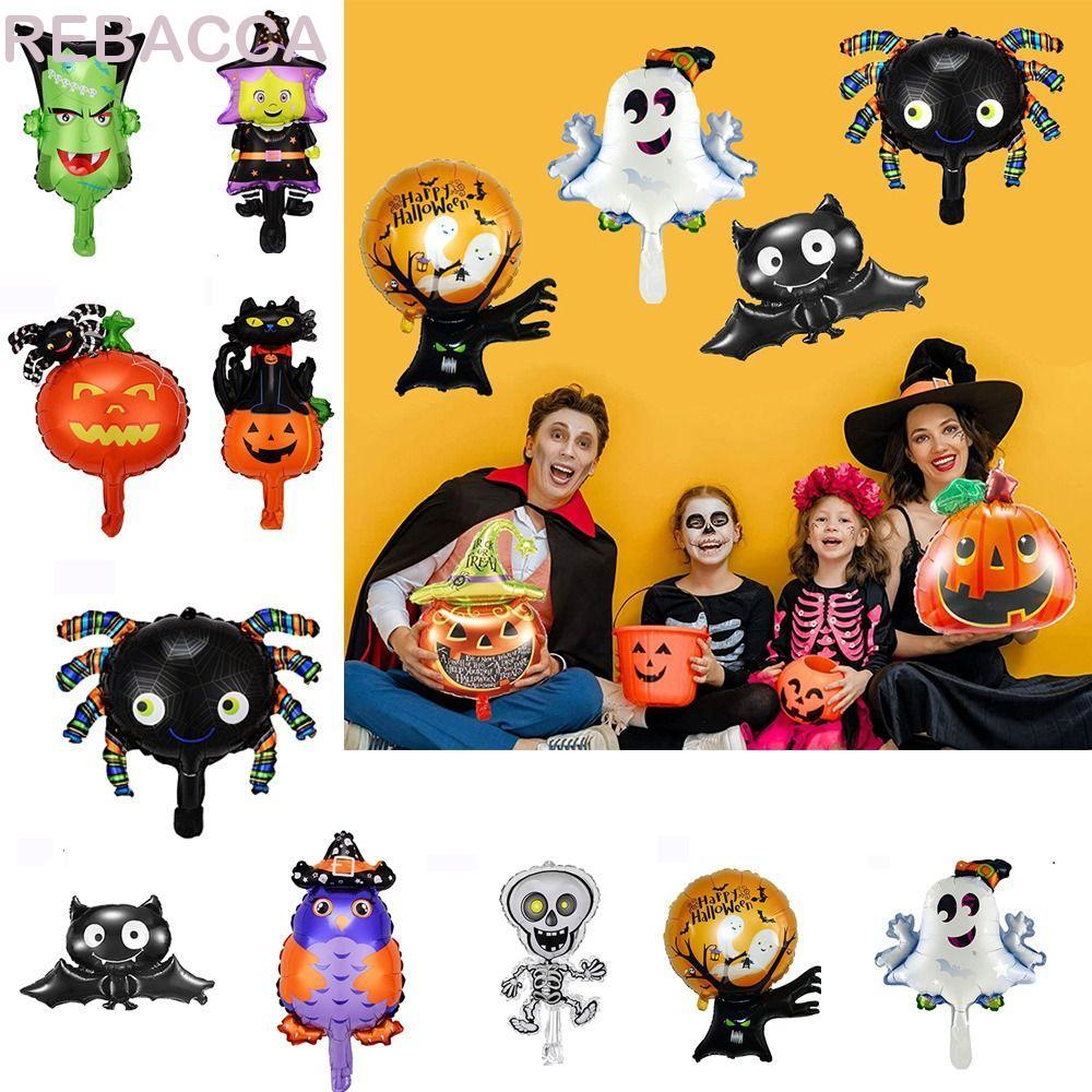 REBACCA Halloween Bí Ngô Bóng Ma, Mini Bí Ngô Ma Bát Halloween Bát Đầu Lâu Bóng Bay, Phim Nhôm Bơm H