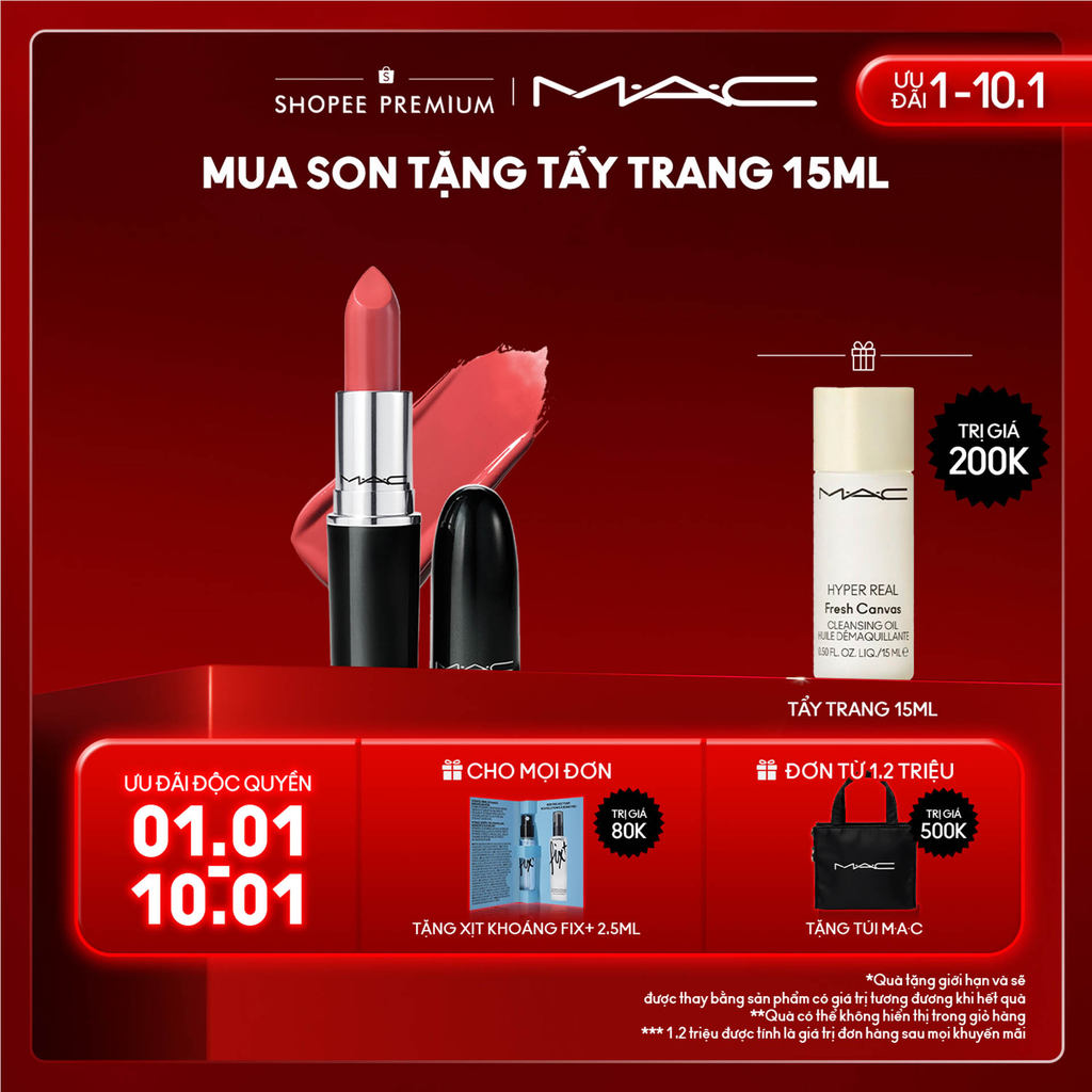  Son thỏi bóng MAC Lustreglass Sheer Shine Lipstick giúp dưỡng ẩm làm mềm cho đôi môi hiệu ứng căng bóng 