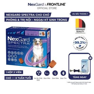  FREE QUÀ TẶNG  NexGard SPECTRA - Viên nhai mềm phòng nội ngoại ký sinh trùng dành cho Chó size L  15-30kg  