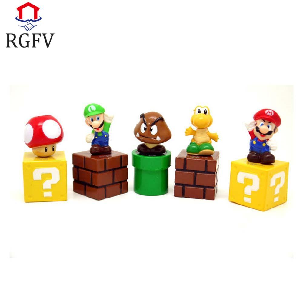 RGFV Hình Đồ Chơi Trẻ Em Đồ Chơi Hoạt Hình Bộ Sưu Tập Mô Hình Nấm Mario Đồ Trang Trí Nhà Super Mario