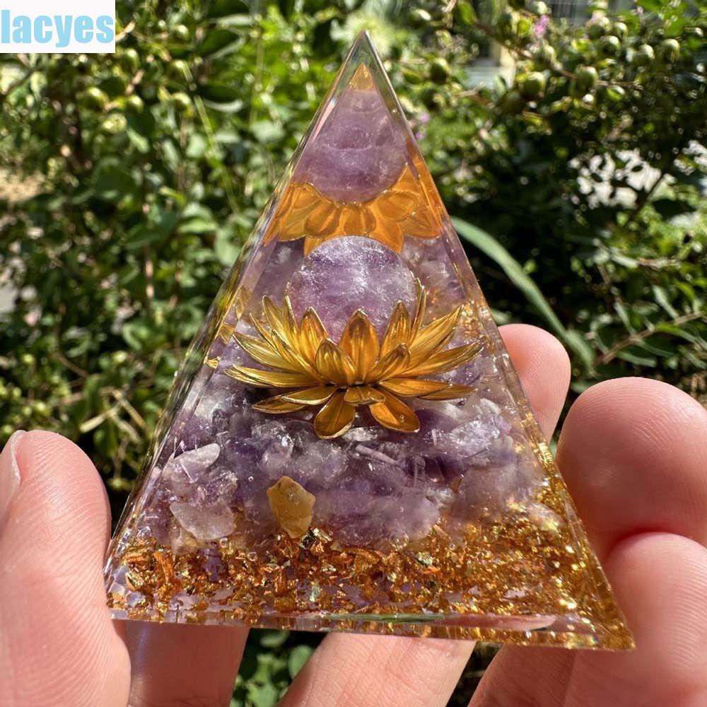 LACYES Evil Eye Ornament, Fortune Lucky Energy Orgone Pyramid Figurine, Art Carfts Drop Glue Crystal