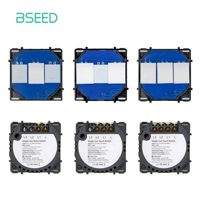 BSEED 1 / 2 / 3Gang Chức năng công tắc cảm ứng Chìa khóa Công tắc đèn tường Chèn một phần Công tắc n