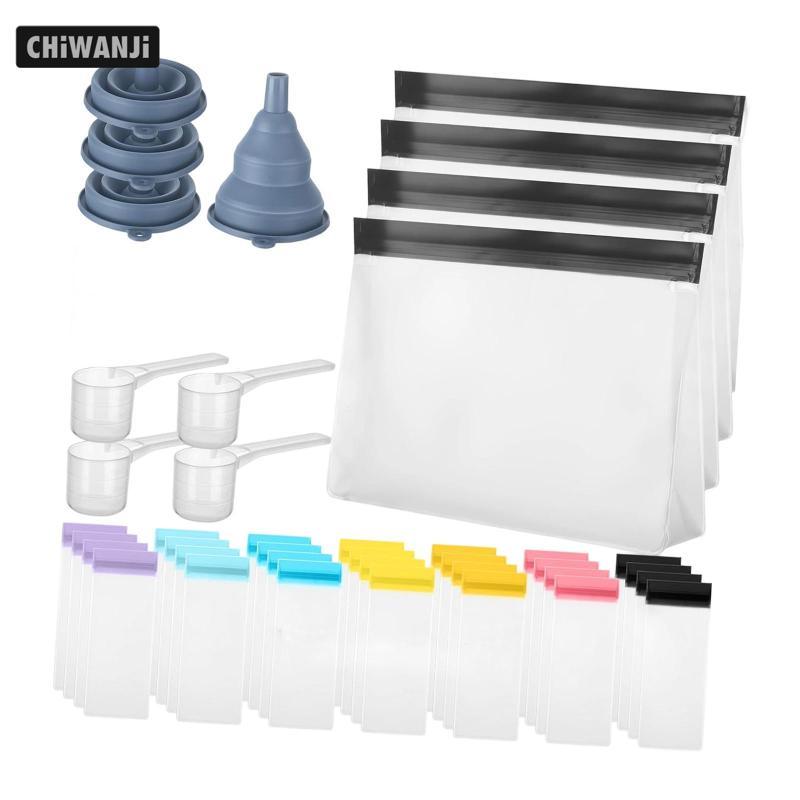 42 Miếng Bột Protein Du Lịch Bộ Hộp Đựng Zip Túi Có Phễu Thìa Có Thể Tái Sử Dụng Túi Zip Di Động Tổ 