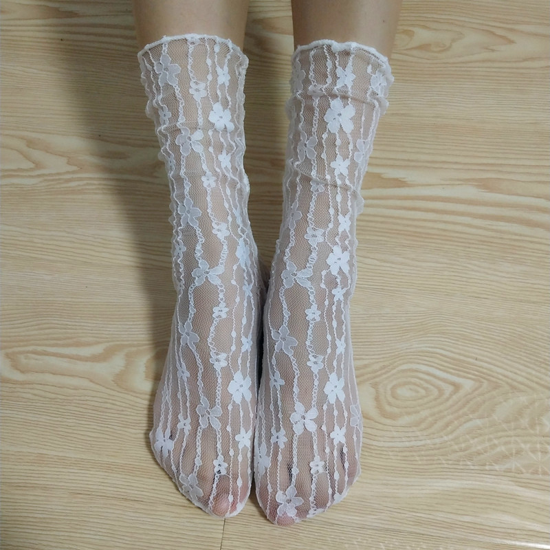 Mi Giữa Ống Ren Hoa Lưới Tất Nữ Tươi Jacquard Bê Tất Nhật Bản jkins Cọc Tất Mùa Hè Mỏng Phong Cách