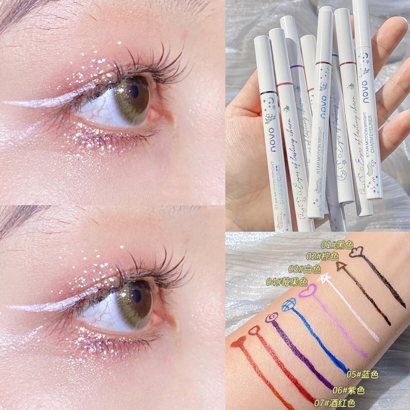 Bút kẻ mắt dạng lỏng Novo Color Nữ Chống nhòe Chống thấm nước Chống mồ hôi Lâu trôi Siêu mịn Trắng D