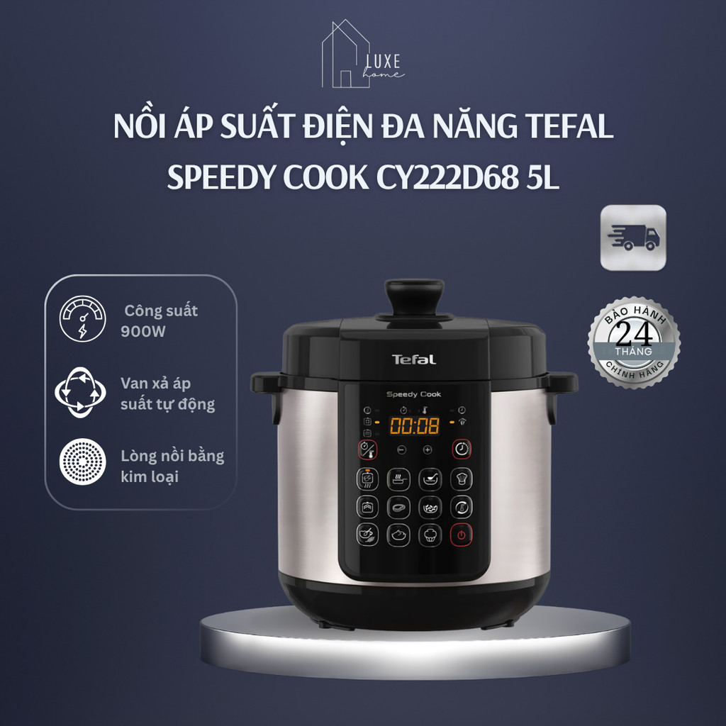 Nồi áp suất điện đa năng Tefal Speedy Cook CY222D68 5L| 900W | Bảo Hành 24 Tháng