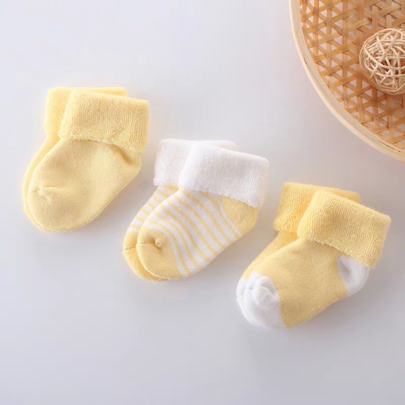 Tất Trẻ Em Thu Đông Dày 0-3-June Sơ Sinh Dày Ấm Tất Terry 0-1 Tuổi Tất Cotton Cho Bé