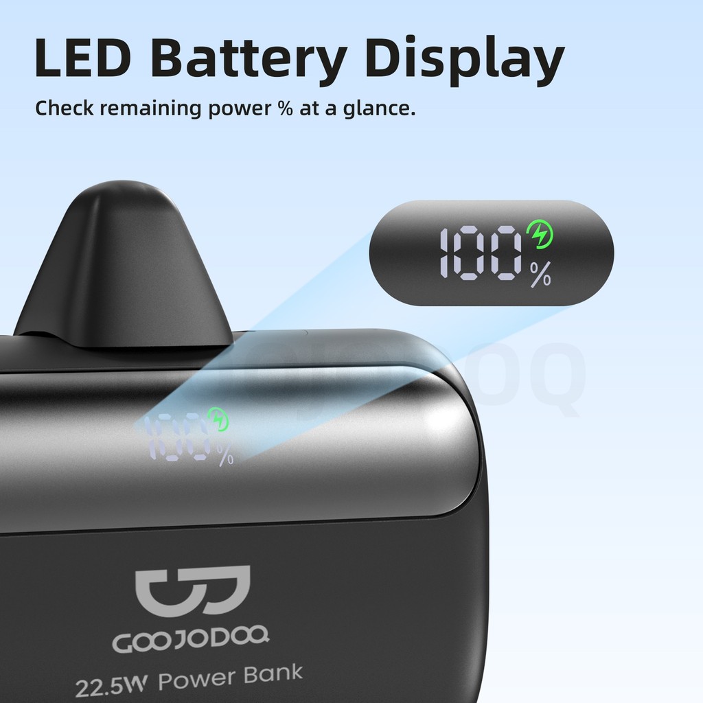 Pin dự phòng GOOJODOQ 10000mAh với sạc siêu nhanh 22.5W, tích hợp giao diện Light-ning và USB-C, cùng màn hình LED | BigBuy360 - bigbuy360.vn