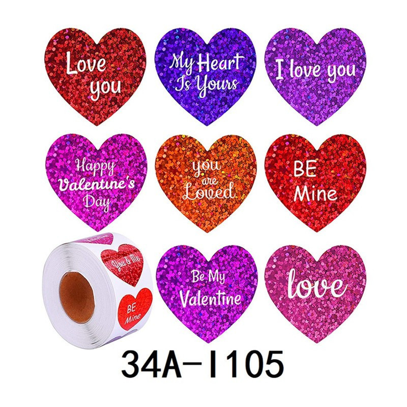 Glittering Heart Sticker for Valentine's Day Decoration - Cute Multi-Colored Heart-Shaped Sealing St
