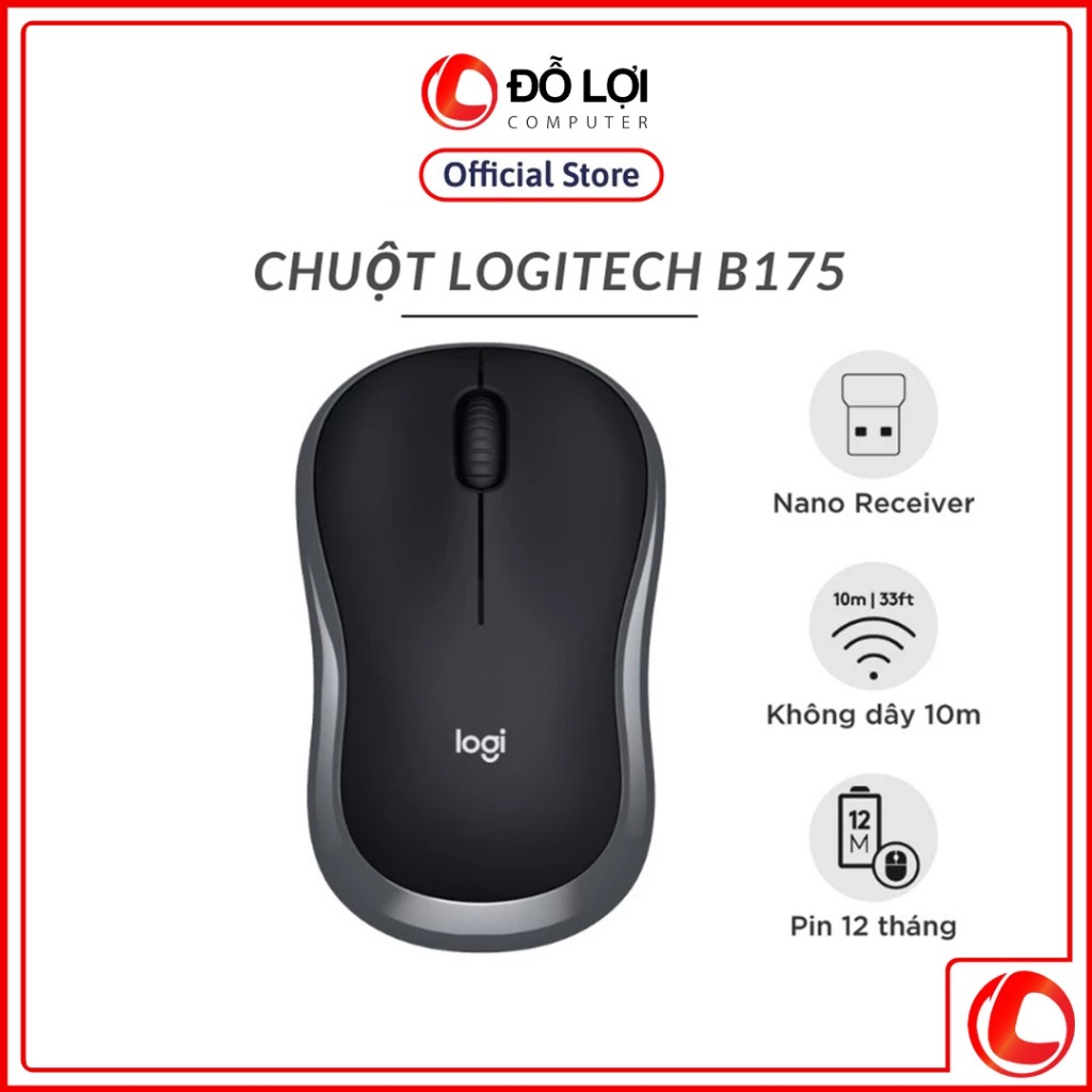 Chuột Không Dây Logitech B175 - Optical Wireless | Chính Hãng | KHANHTRANMOHINHPADCHUOT