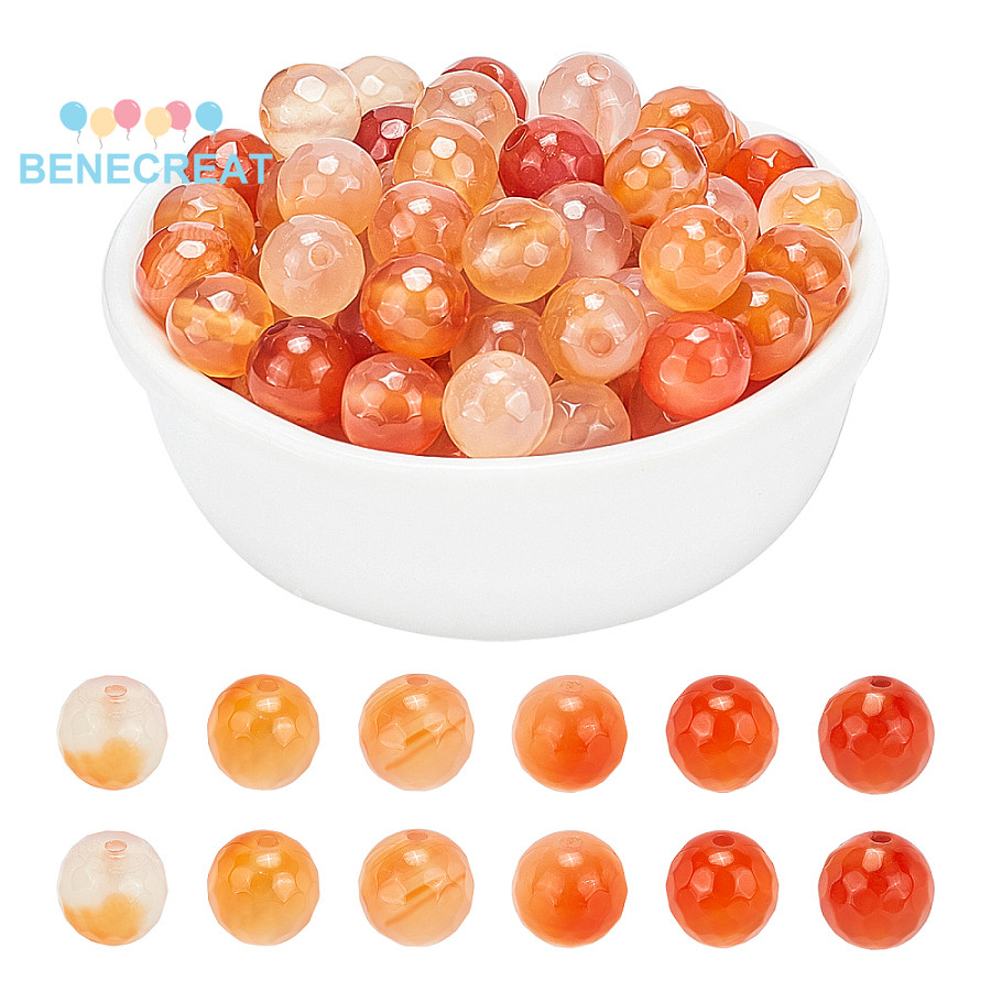 BENECREAT - Hạt Tròn Dây Nhuộm Mặt, Đường Kính 8mm, Lỗ 1mm (~48 Viên/Sợi), Chiều Dài Mỗi Sợi 15,3 In