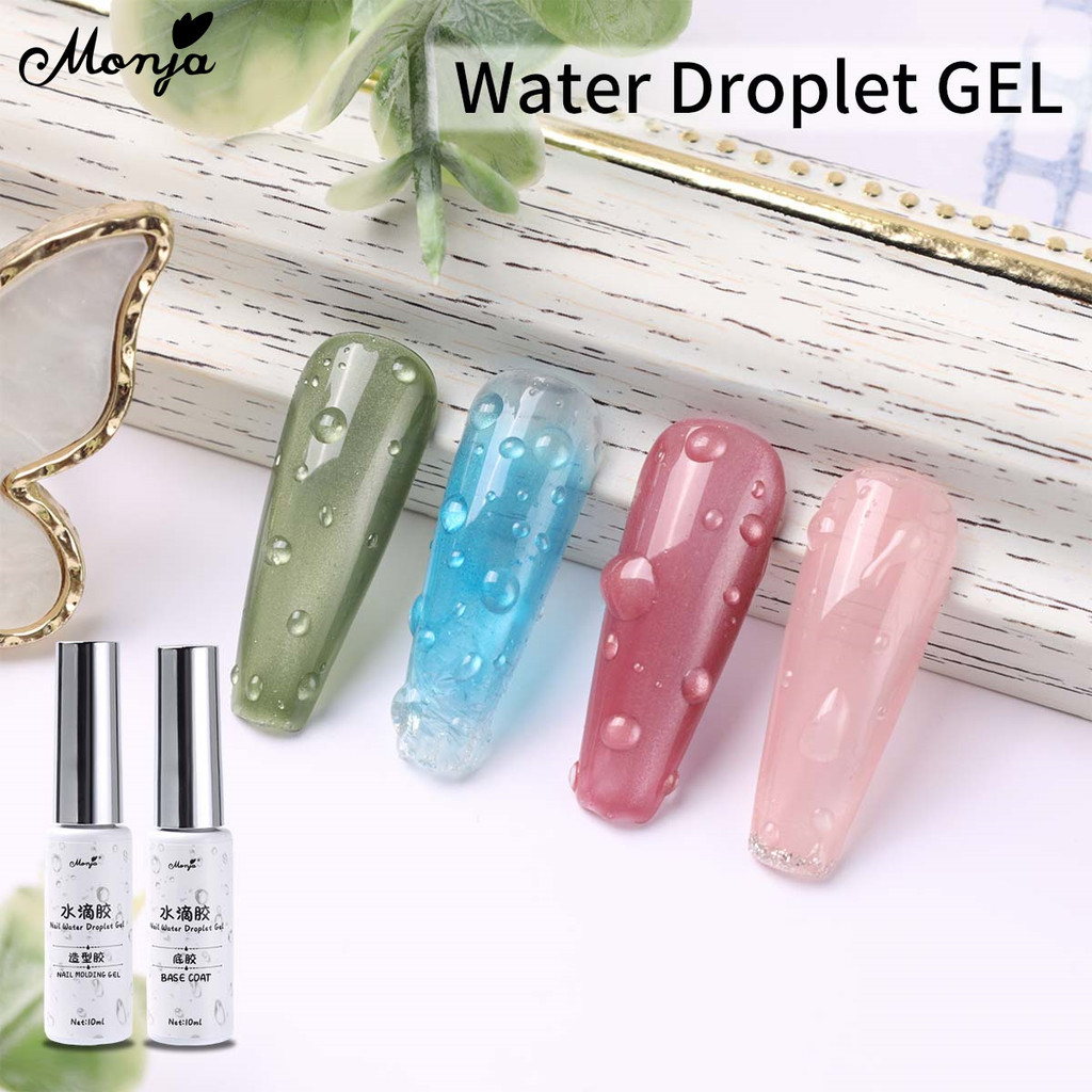 Monja 10ml Clear Nail Art Water Droplet Gel Nail Moulding Gel Không Lau 3D Water Drop Gel Base Coat 