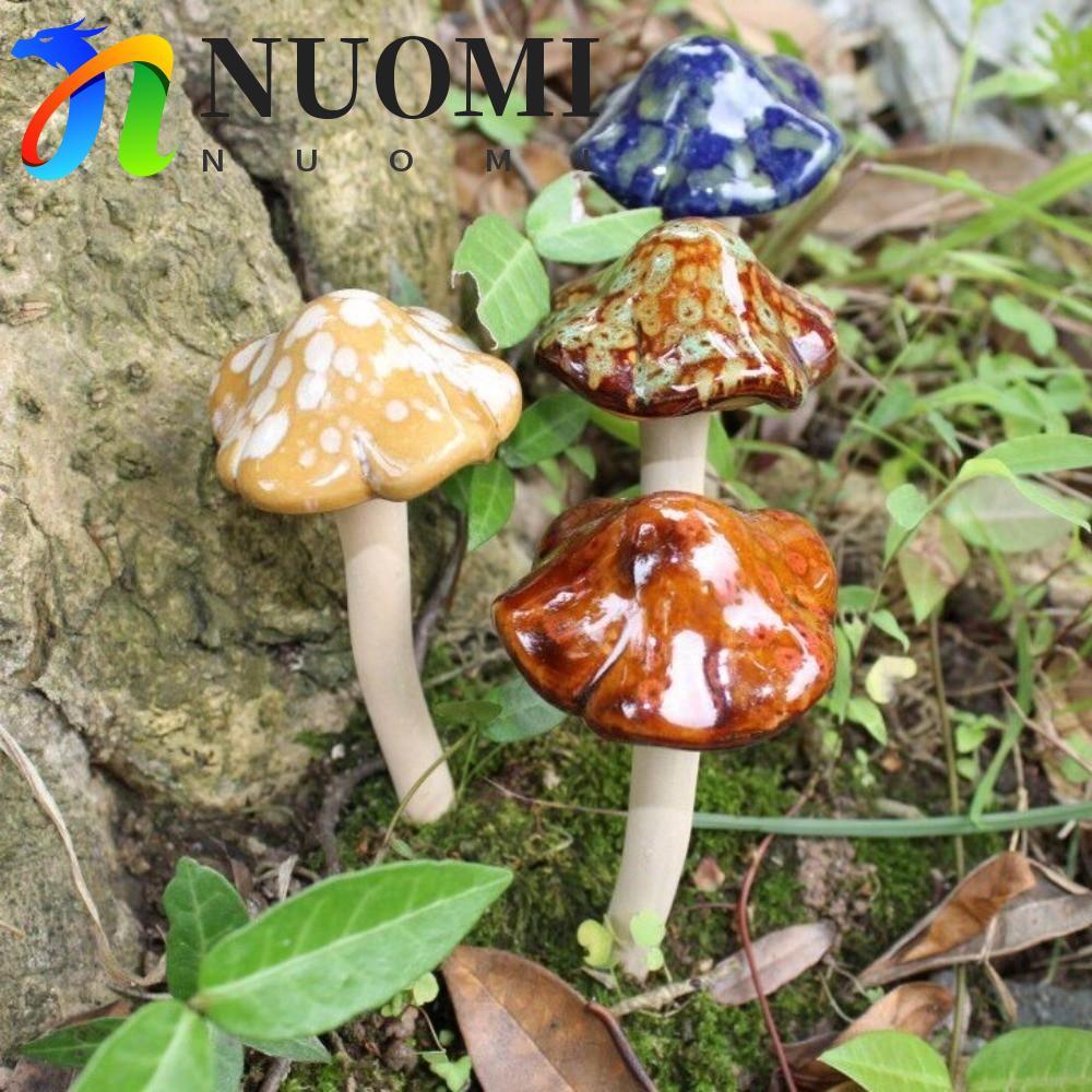 NUOMI 4 Đồ trang trí nấm, Gốm sứ Mini Điêu khắc gốm sứ, Đồ trang trí bãi cỏ Thực tế Vintage Nhiều mà
