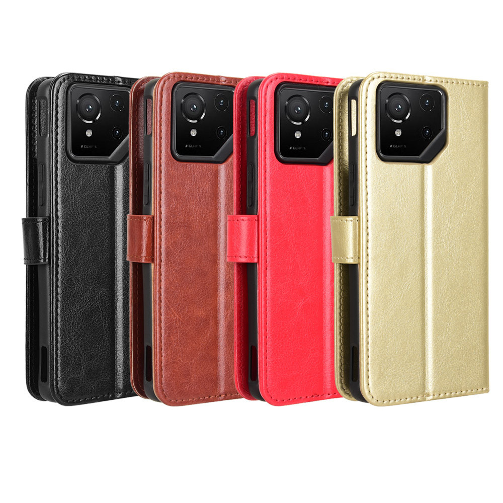 Thích hợp cho Asus ROG Phone 9 Ốp điện thoại Asus ROG Phone 9 Pro Flip Leather Case Crazy Horse Patt