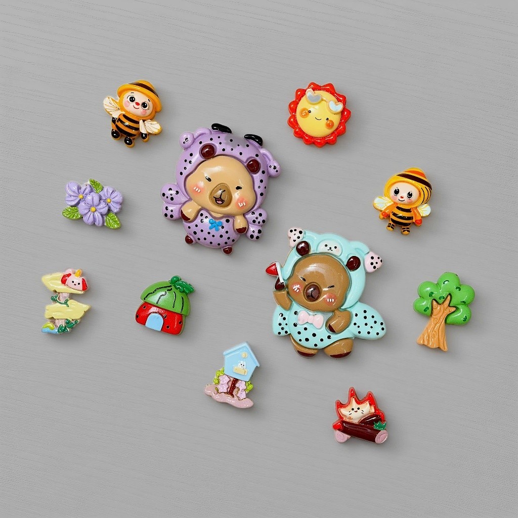 Set Charm Capybara Vườn Nắng Ong Vàng Charm Crocs Capybara Dễ Thương Charm Gắn Dép Crocs Cute Phụ Ki