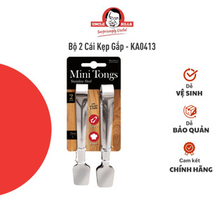 Bộ 2 cái kẹp gắp mini uncle bills 15.5 cm gắp thức ăn, bánh ngọt thép không gỉ - ka0413