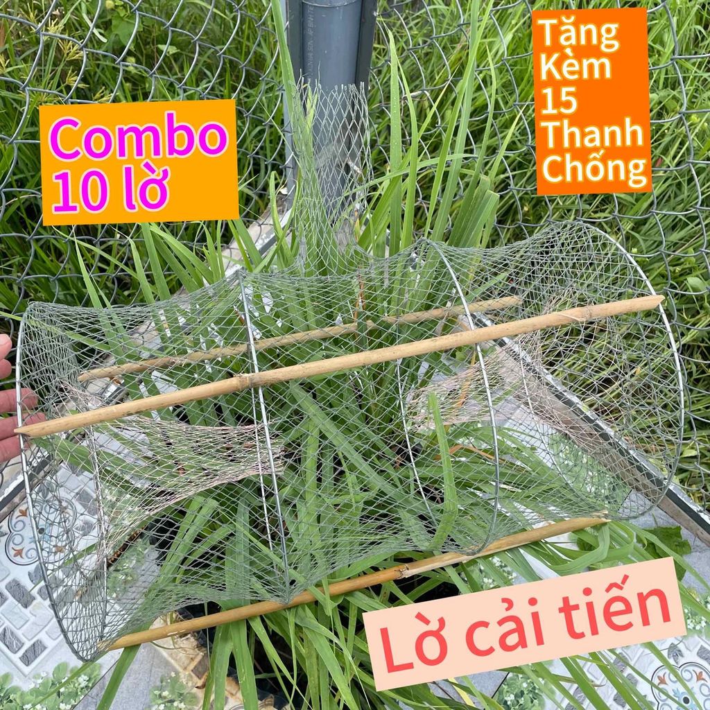 Lờ cải tiến Giá 5 và 10 chiết, lờ bắt cá lóc trê rô phi.. lờ 4 vành kẻm dài 52cm rộng 32cm