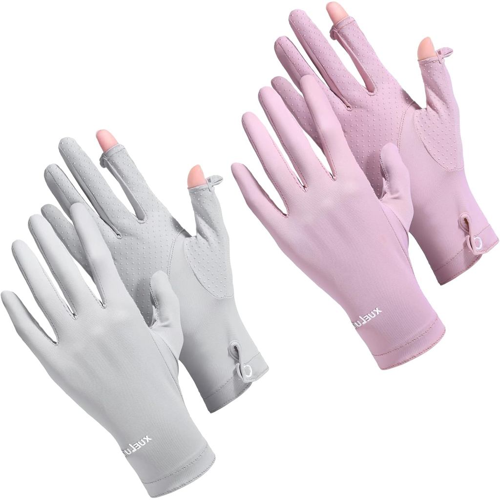 Loopeer 2 Packs Women Sun Protection Driving UV Gloves Full Finger Touchscreen Non Slip Breathable S