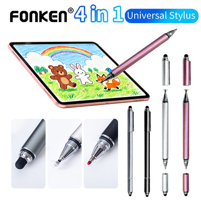 Fonken Bút Điện Dung Đa Năng 4 Trong 1 Hợp Kim Kim Kim Loại Màn Hình Cảm Ứng Bút Stylus Cho Điện Thoại Máy Tính Bảng Bút Chì