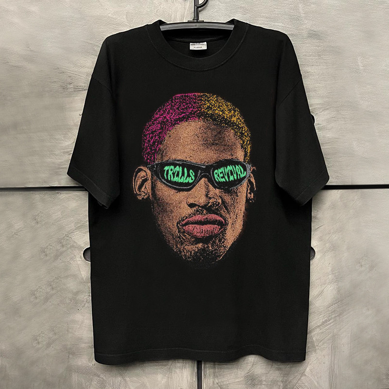 Áo thun nam nữ Rodman Rodman phong cách cổ tròn hợp thời trang đường phố Mỹ tay ngắn đẹp trai, chất 