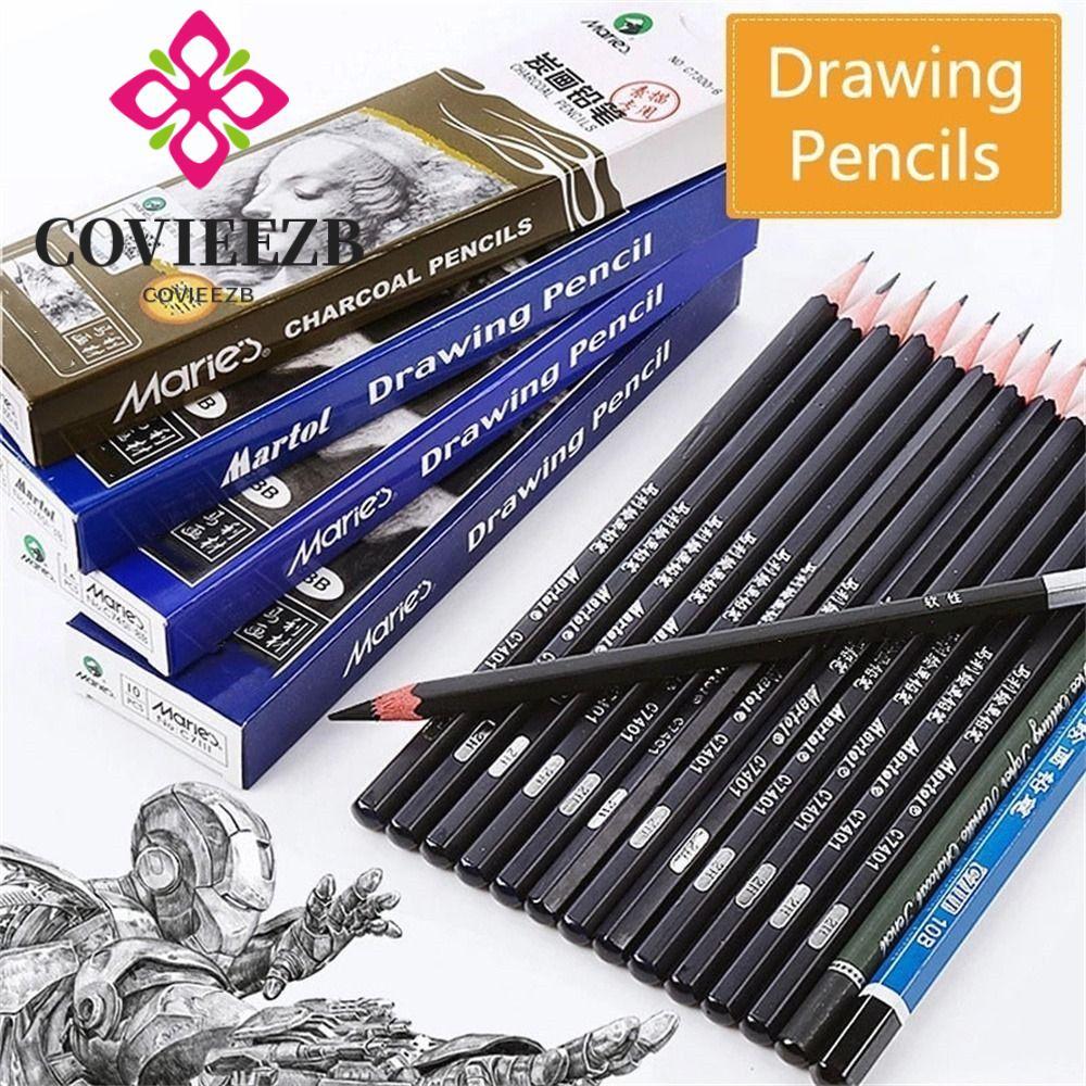 COVIEEZB 12 Bút Chì Phác Thảo Bút Chì Đen Than Cứng Nghệ Thuật Chuyên Nghiệp Sinh Viên 3B 4B 5B 6B Đ