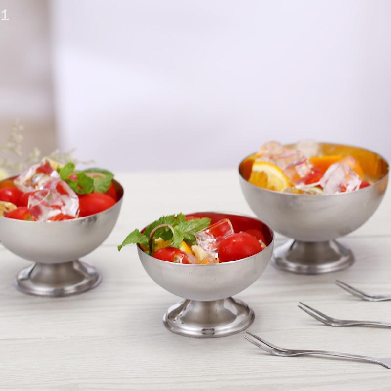 COD Ice Cream cup salad Bowl thép không gỉ Bowl tráng miệng trái cây tấm Snack Món ăn nguồn cung cấp