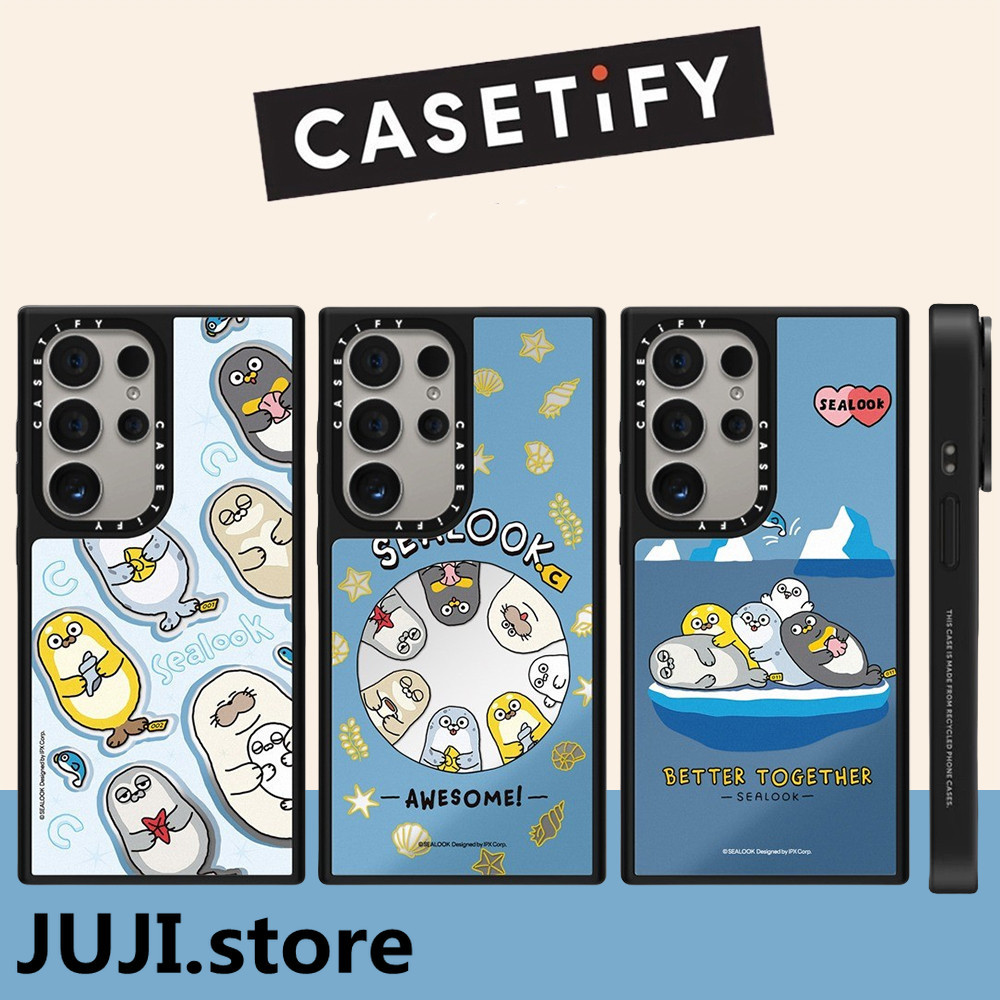 CASETIFG Có Hộp Ốp Lưng Cứng Gương Sealook Dễ Thương Cho Samsung Galaxy S23Ultra S24Ultra S25Ultra S