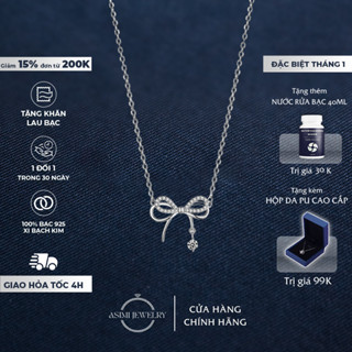  Dây chuyền bạc Ý nơ điệu S925 Asimi dây chuyền bạc nữ xinh xắn xi bạch kim Butterfly Girlie DC47 