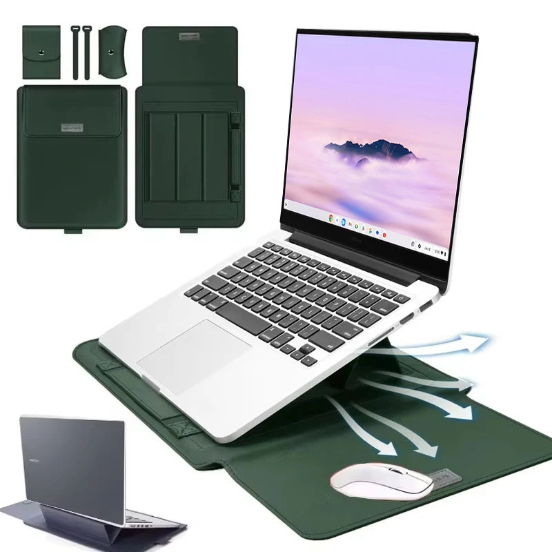 Dành Cho Samsung Galaxy Chromebook Plus Túi Laptop Flip Tay Đứng Dây Cáp Sạc Chuột Túi Da PU Noteboo