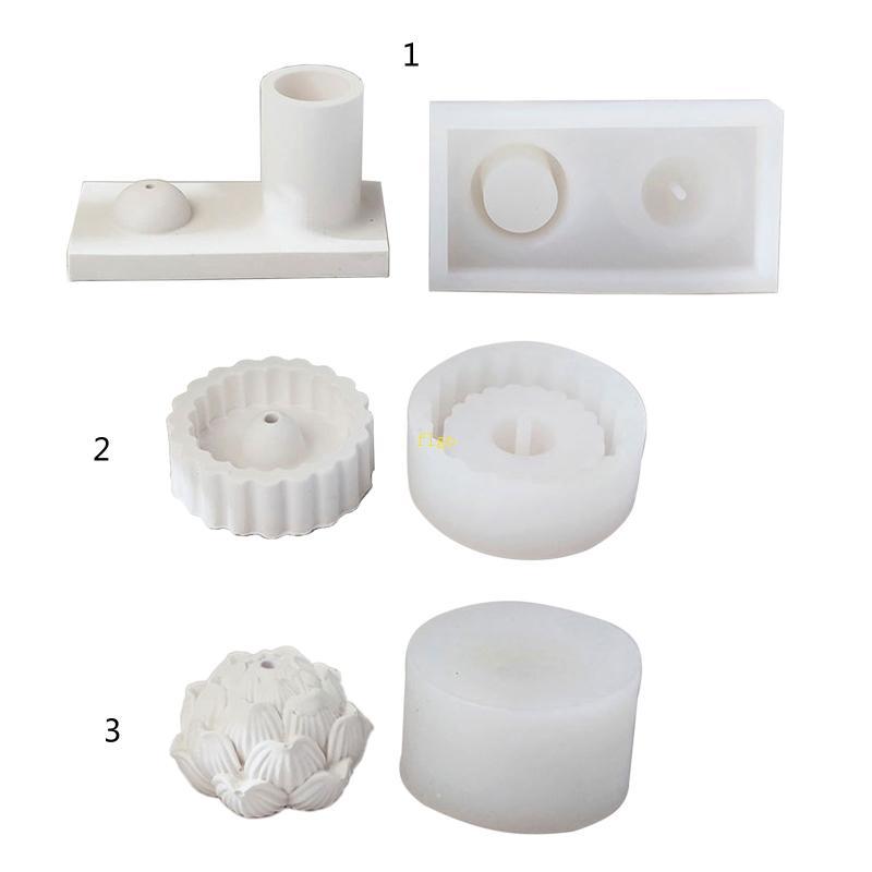 Flgo Stick Hoder Khuôn Silicon Lotus Epoxy Đúc Khuôn Cho Chân Nến DIY