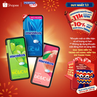  COMBO Kẹo ngậm không đường Mentos Hương Đào Nho Bạc Hà  hộp nhựa  mang đến hơi thở tươi mát 