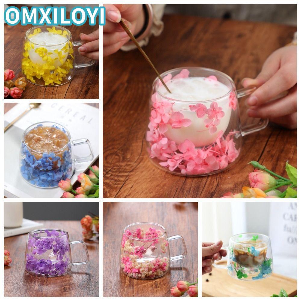 Cốc thủy tinh hai lớp OMXILOYI, Kính có tay cầm Cốc cà phê, Cốc Latte hai lớp cách nhiệt Cappuccino 