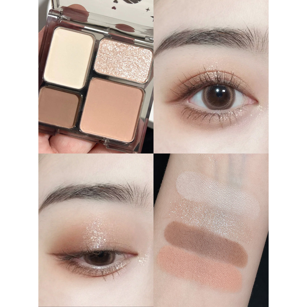 bảng mắt phấn mắt 4 ô 2023 Phong Cách Mới Đầu Mùa Hè Biya Biya Biya Bảng Phấn Mắt Bốn Màu Trà Sữa Hà