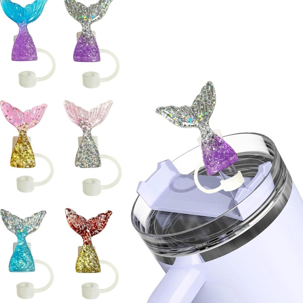 SUGAW 10mm Nàng Tiên Cá Series Ống Hút Nắp Tumbler Ống Hút, Nắp Ống Hút, Nắp Cho Stanley & Owala Tum