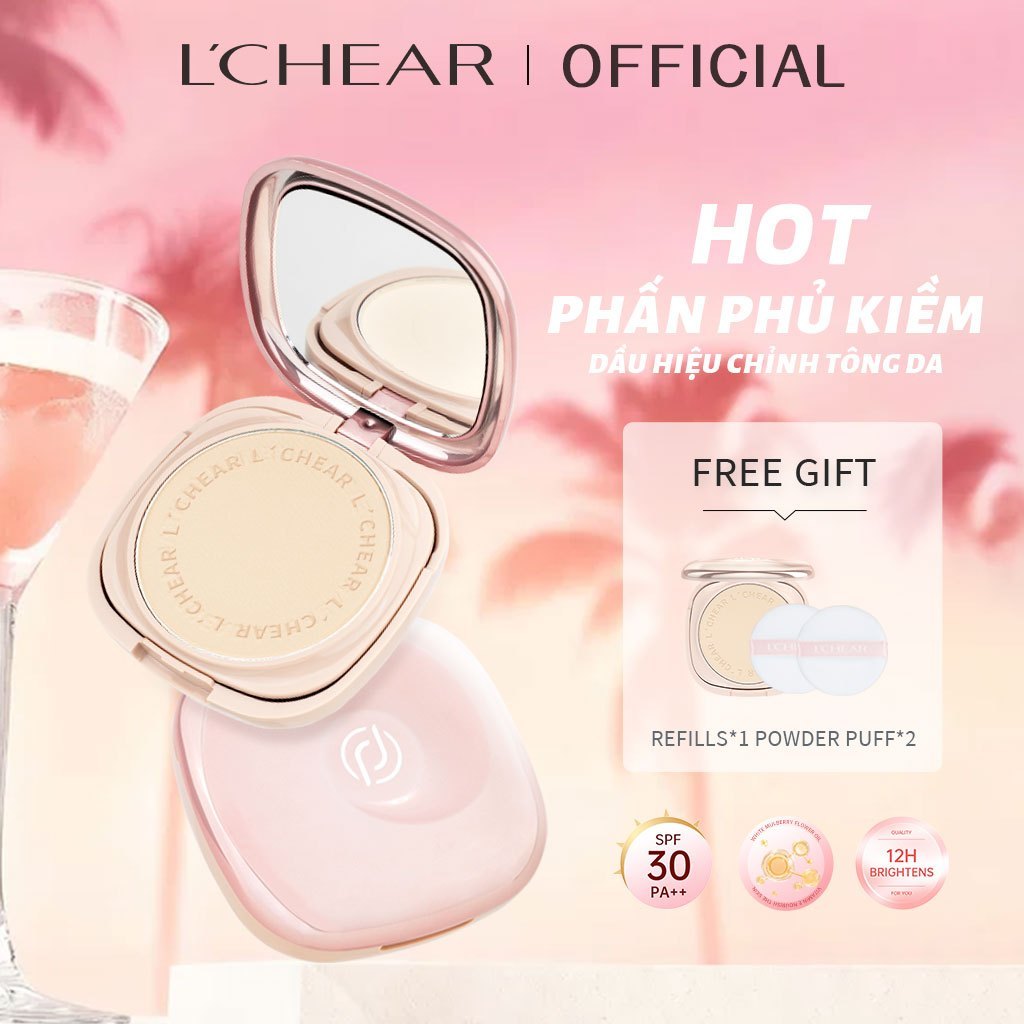 [Mua 1 Tặng 3] Phấn Phủ Nén Chống Nắng SPF30 PA+++ LCHEAR, Phấn Phủ Kiềm Dầu, Chống Nước, Nâng Tông 