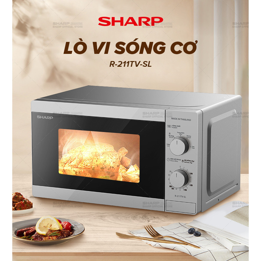 Lò vi sóng cơ Sharp R-211TV-SL/BK 21 lít Chính hãng công suất 800W, 5 mức nhiệt - SIDEAL SIL | BigBuy360 - bigbuy360.vn