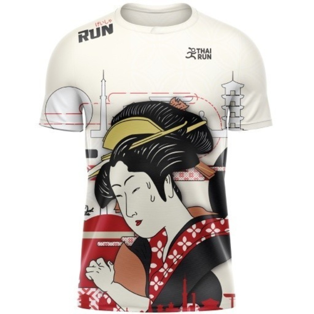 Áo sơ mi tập luyện thời trang Thái 2026 (Thái Run) chạy bộ Geisha (Geisha) Trắng