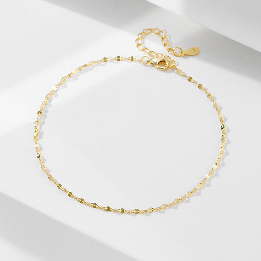 Sterling Silver Plated 14K Gold Chain Ankle Bracelet - Design Cá Tính và Lịch Lãm