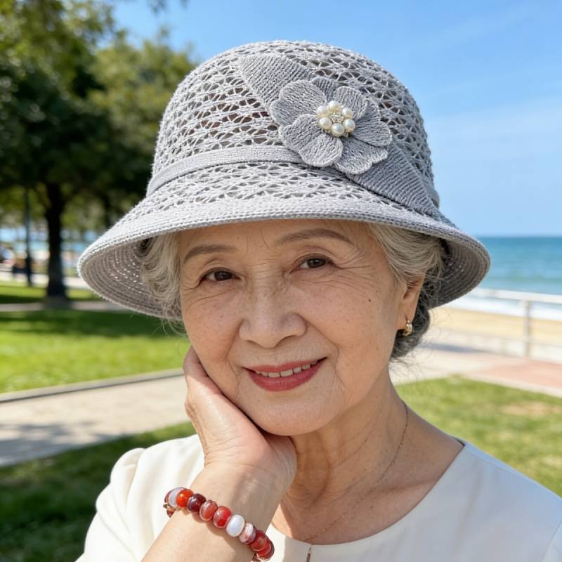 New Middle-Aged and Elderly Sun Protection Summer Hat Fashion Sun Hat Breathable Hat Bucket Hat Summ