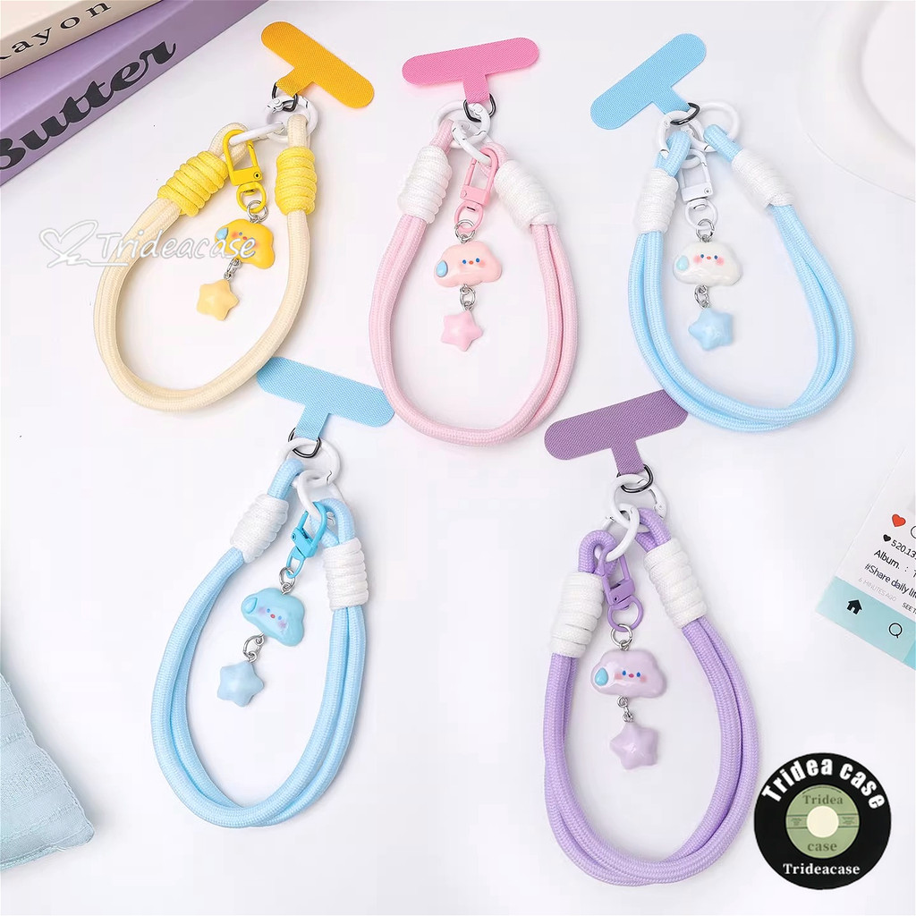 Im lặng Mây Ngôi Sao Treo Phụ Kiện Di Động Dây Buộc Điện Thoại Vòng Tay Máy Ảnh Đa Năng Móc Khóa Dây Xích Treo Mặt Dây
