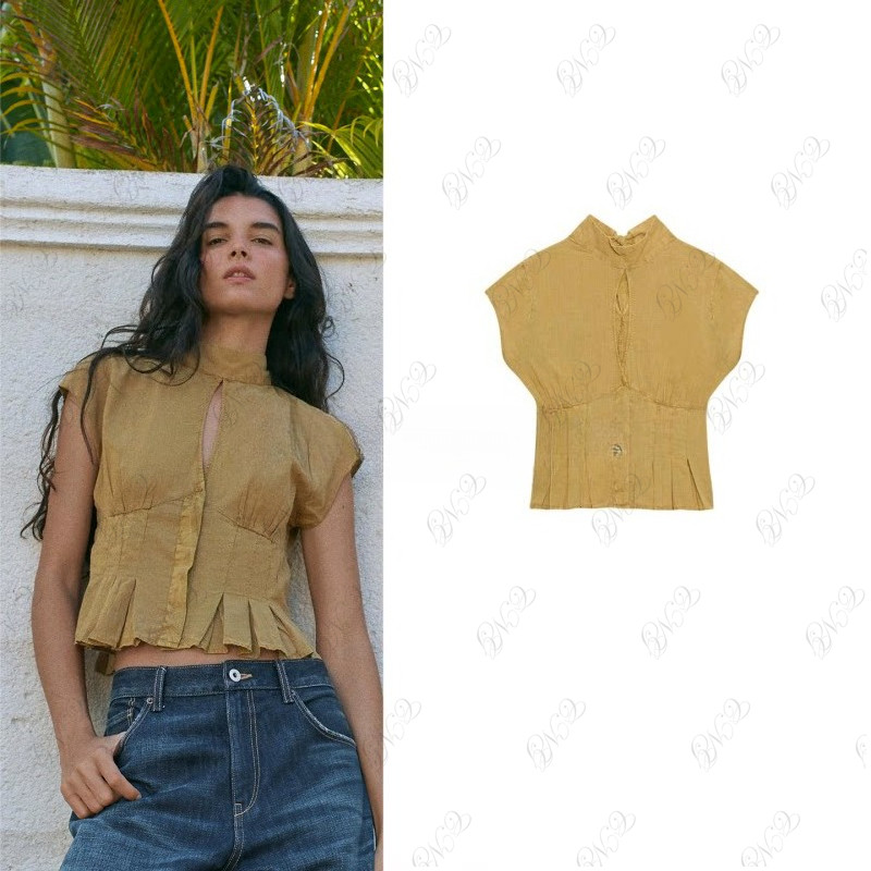 Đầm layer nữ tính, áo croptop cổ tròn ren 7521019