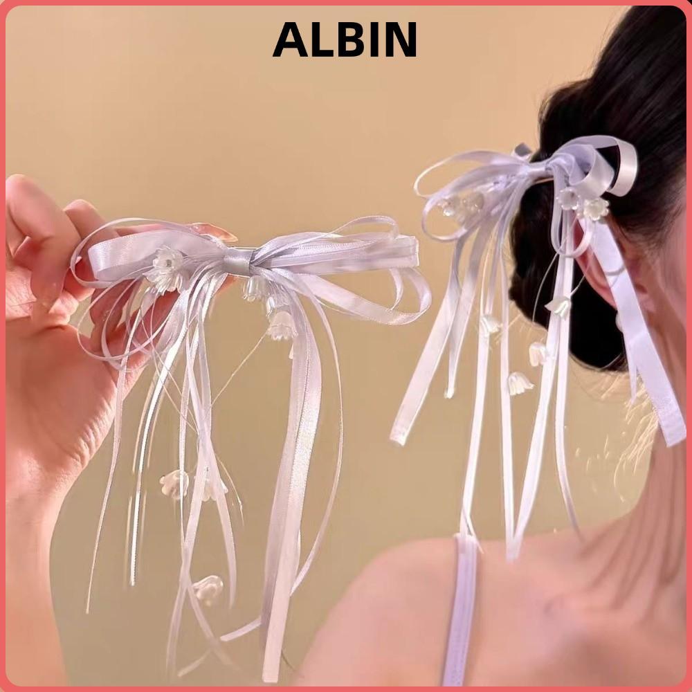 ALBIN Lily of The Valley Bow Hair Clip, Lily of The Valley Ribbon Sweet Lily of the Valley Kẹp tóc, 