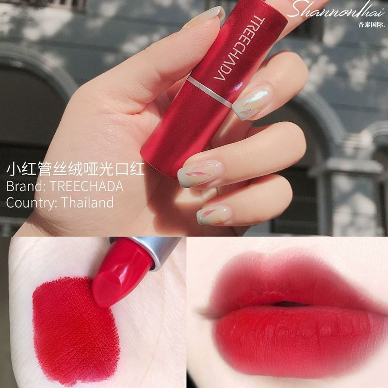 TB Spot Goods#Thailand TREECHADA Small red tube velvet matte lip glaze for students, natural lip mud