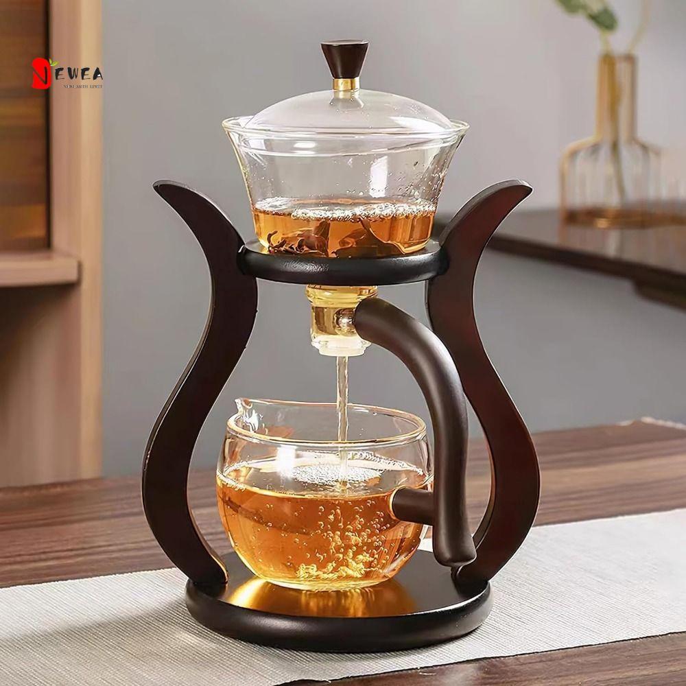 NEWEARTH LIMIT Lazy Kungfu Tea Set, Bộ ấm trà bán tự động dạng nước thủy tinh Borosilicate cao, với 